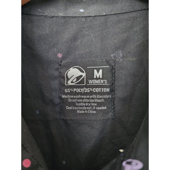 Taco Bell black multicolor mini logo print manager uniform shirt M - Picture 4 of 5